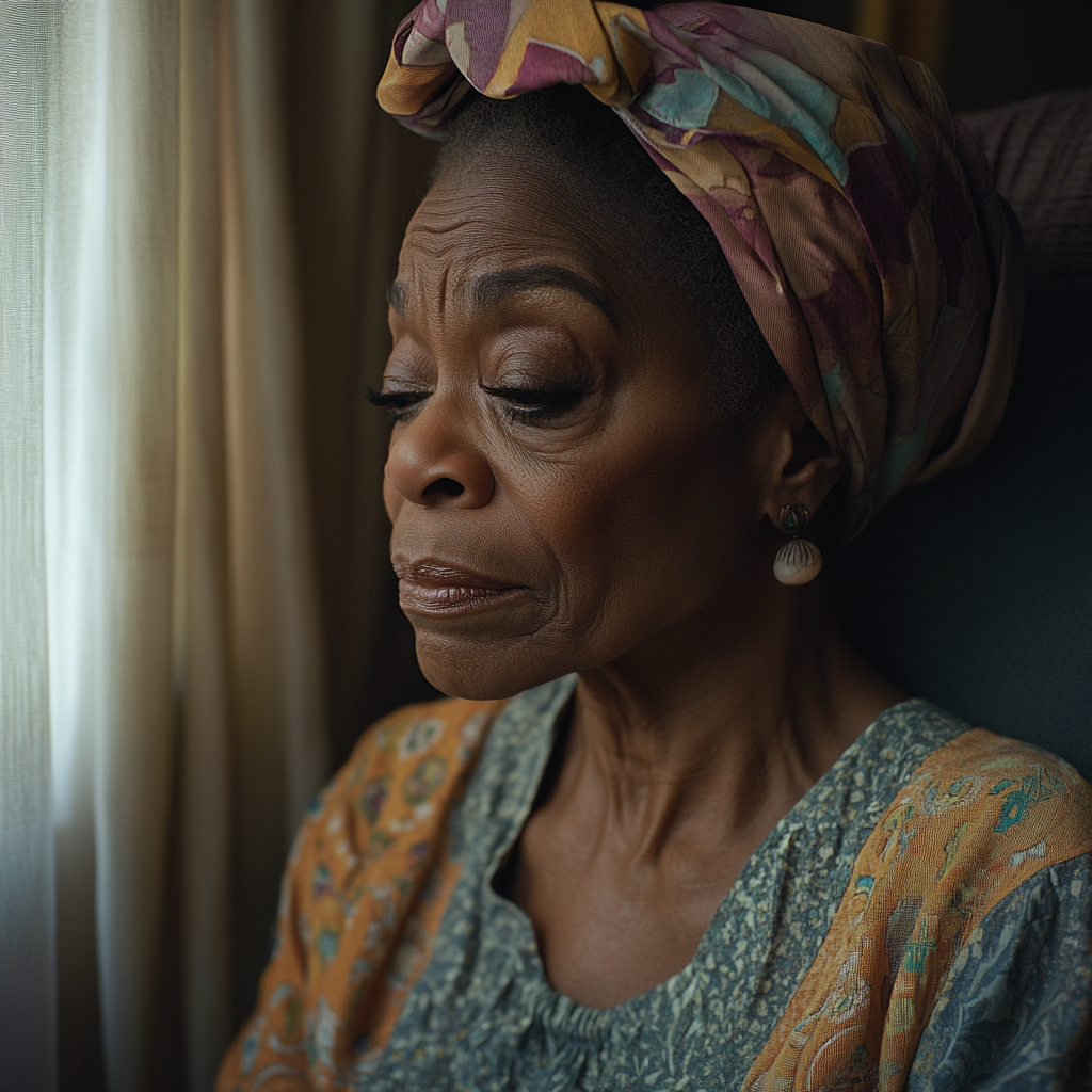 Starsza kobieta siedząca samotnie | Źródło: Midjourney