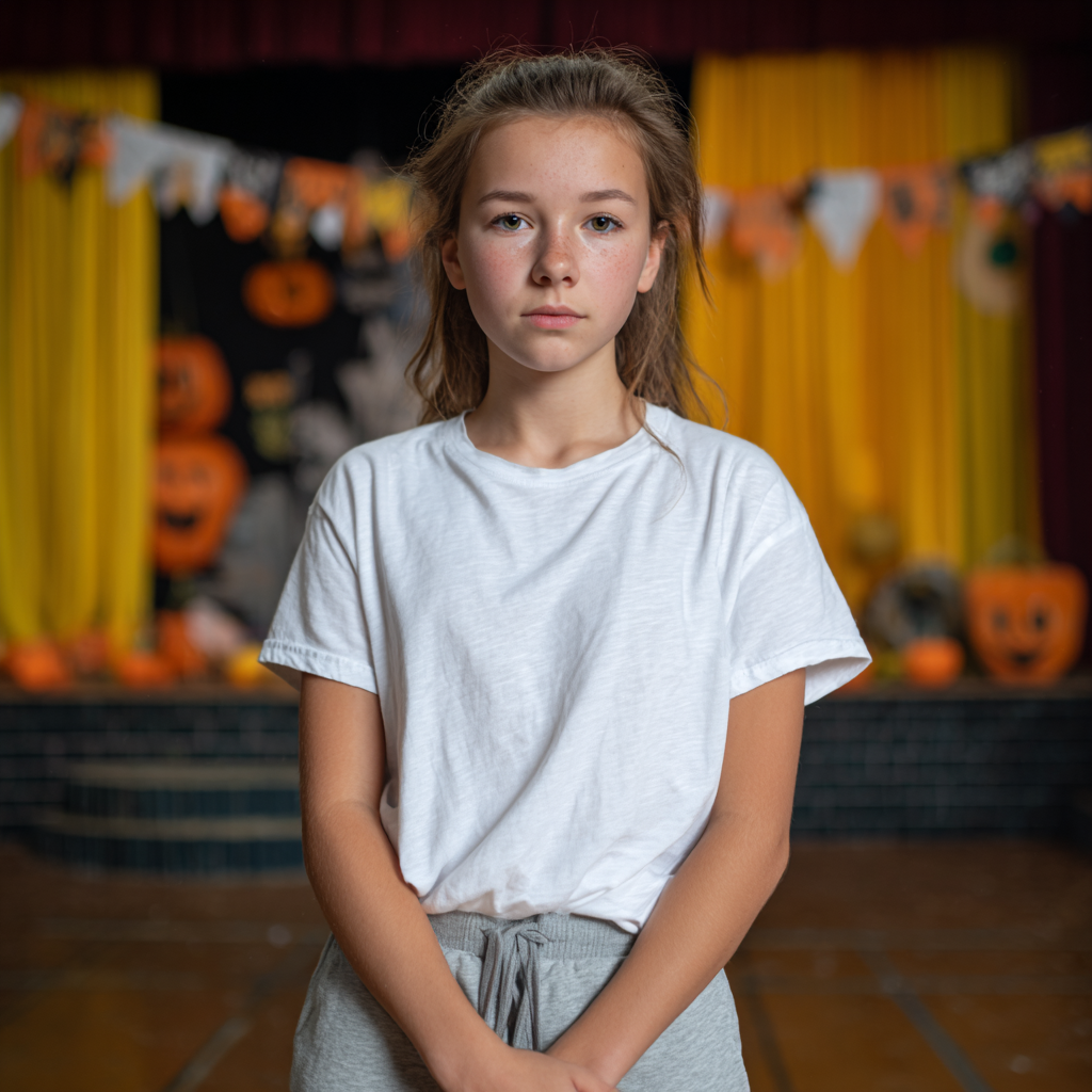 Ein trauriges Mädchen steht in einer Schulhalle | Quelle: Midjourney