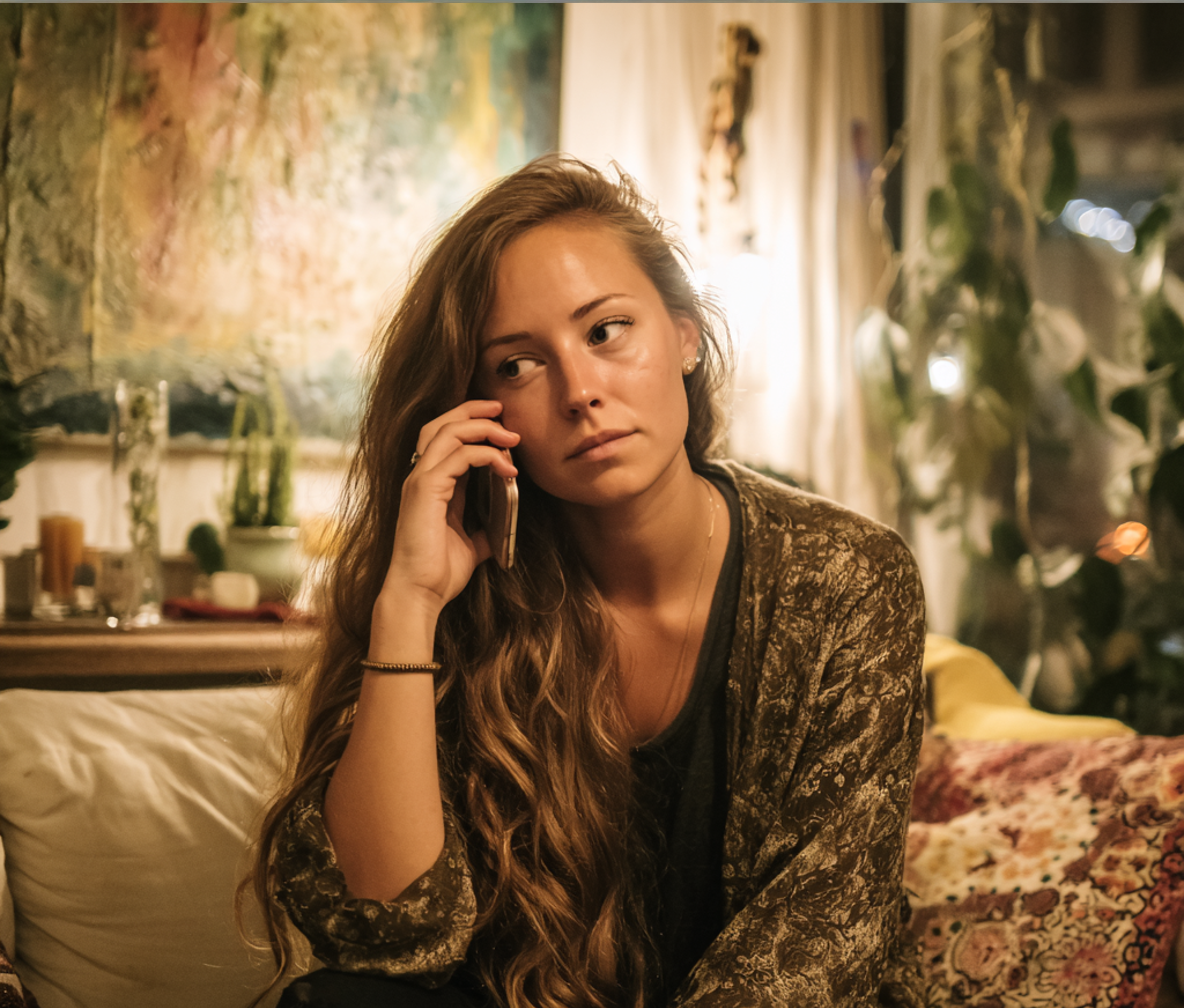 Eine Frau spricht am Telefon | Quelle: Midjourney