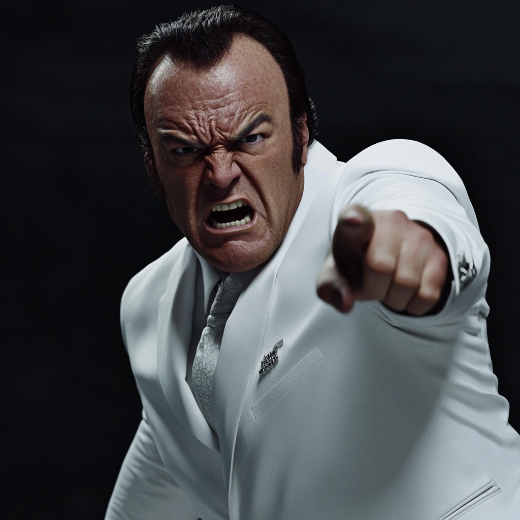 Ein wütender Mann, der mit dem Finger zeigt | Quelle: Midjourney