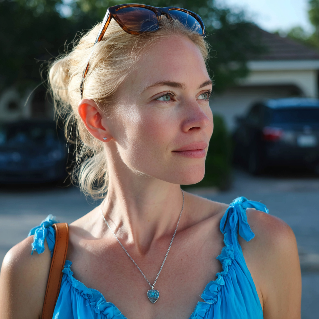 Eine Frau, die auf einer Einfahrt steht | Quelle: Midjourney