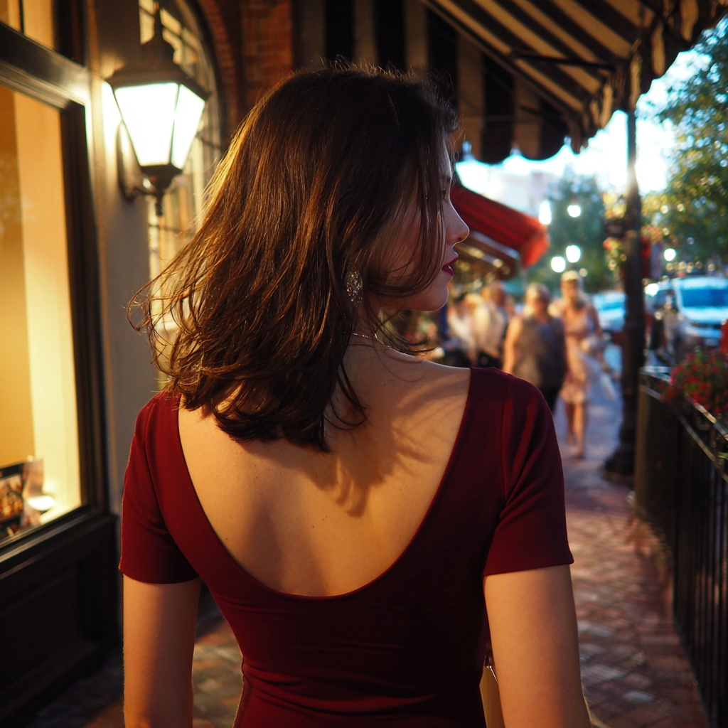 Eine Frau, die auf einem Bürgersteig geht | Quelle: Midjourney