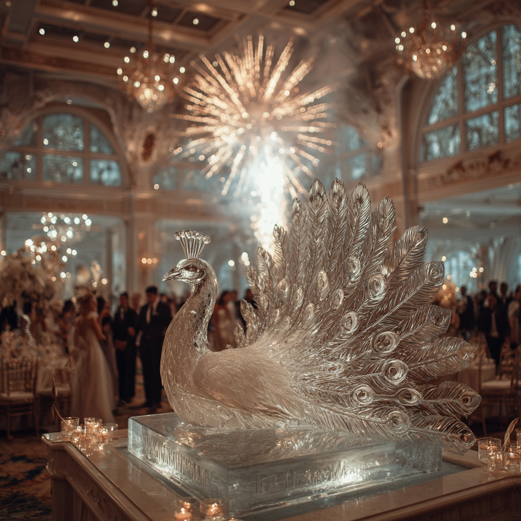 Eine Eisskulptur bei einer Hochzeit | Quelle: Midjourney