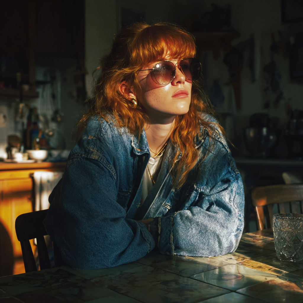 Eine nachdenkliche Frau sitzt an einem Tisch | Quelle: Midjourney