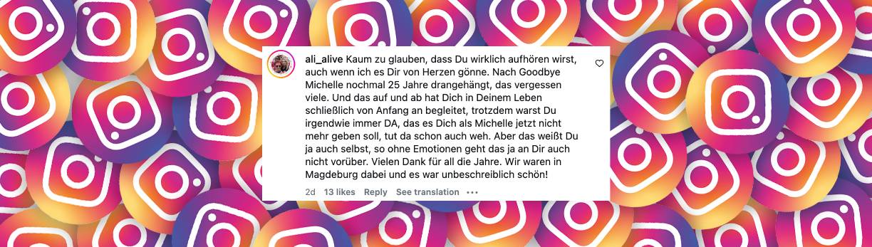 Nutzer-Kommentar zu Michelles Abschied | Quelle: Instagram/michelle_aktuell