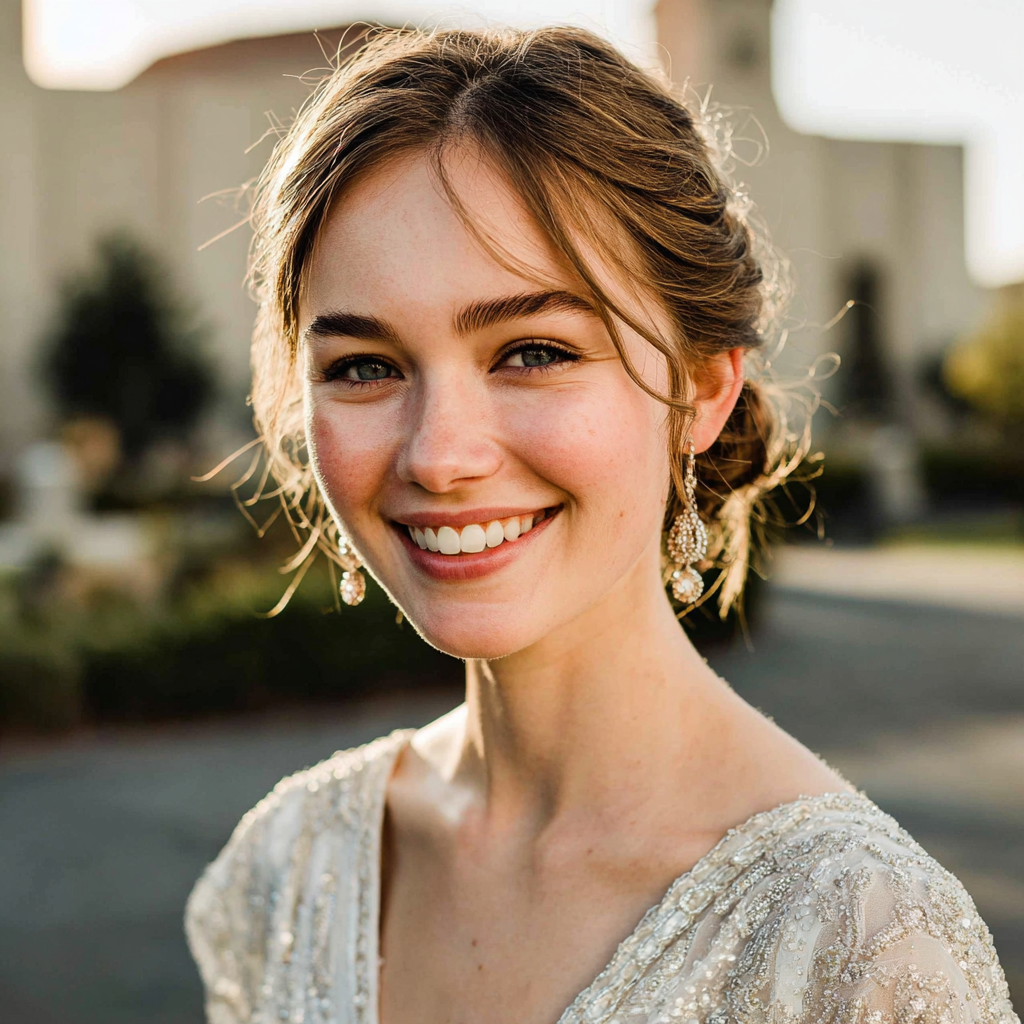 Eine lächelnde Braut | Quelle: Midjourney