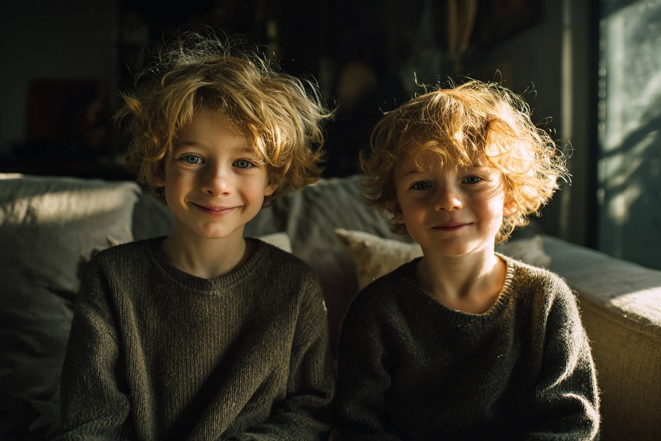 Zwei Jungen sitzen in einem Raum | Quelle: Midjourney