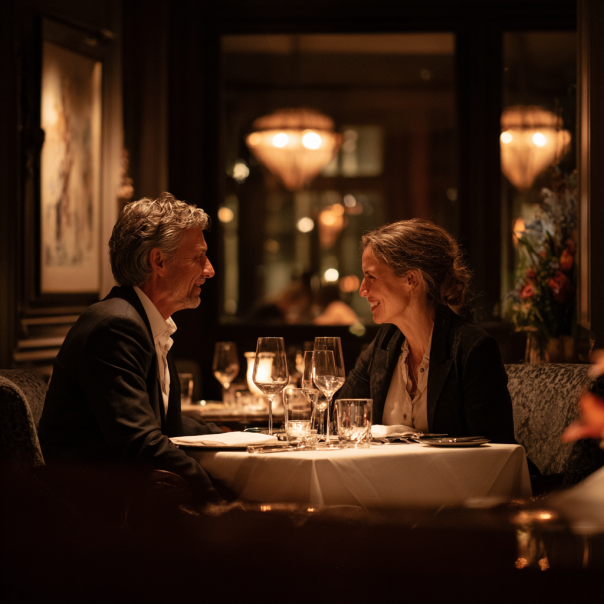 Ein Paar beim Abendessen | Quelle: Midjourney
