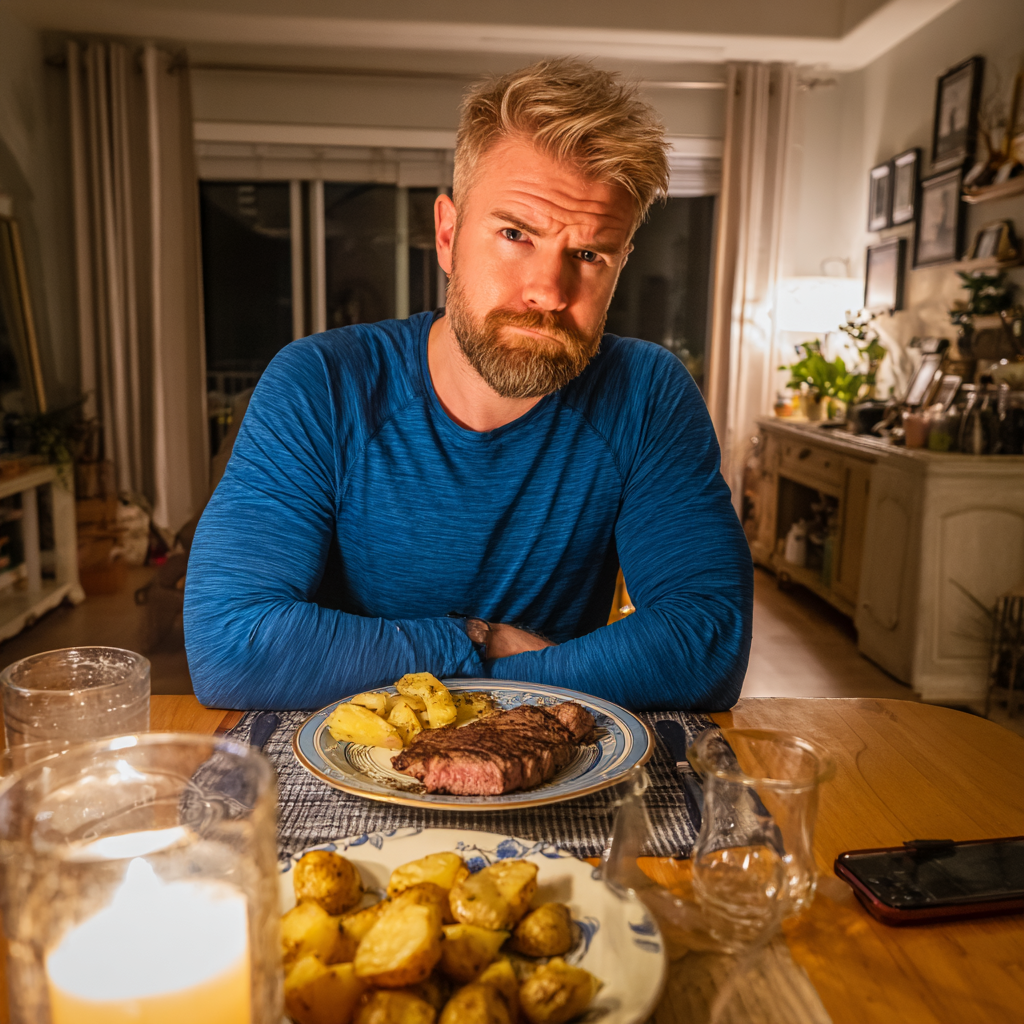 Ein stirnrunzelnder Mann sitzt an einem Tisch | Quelle: Midjourney