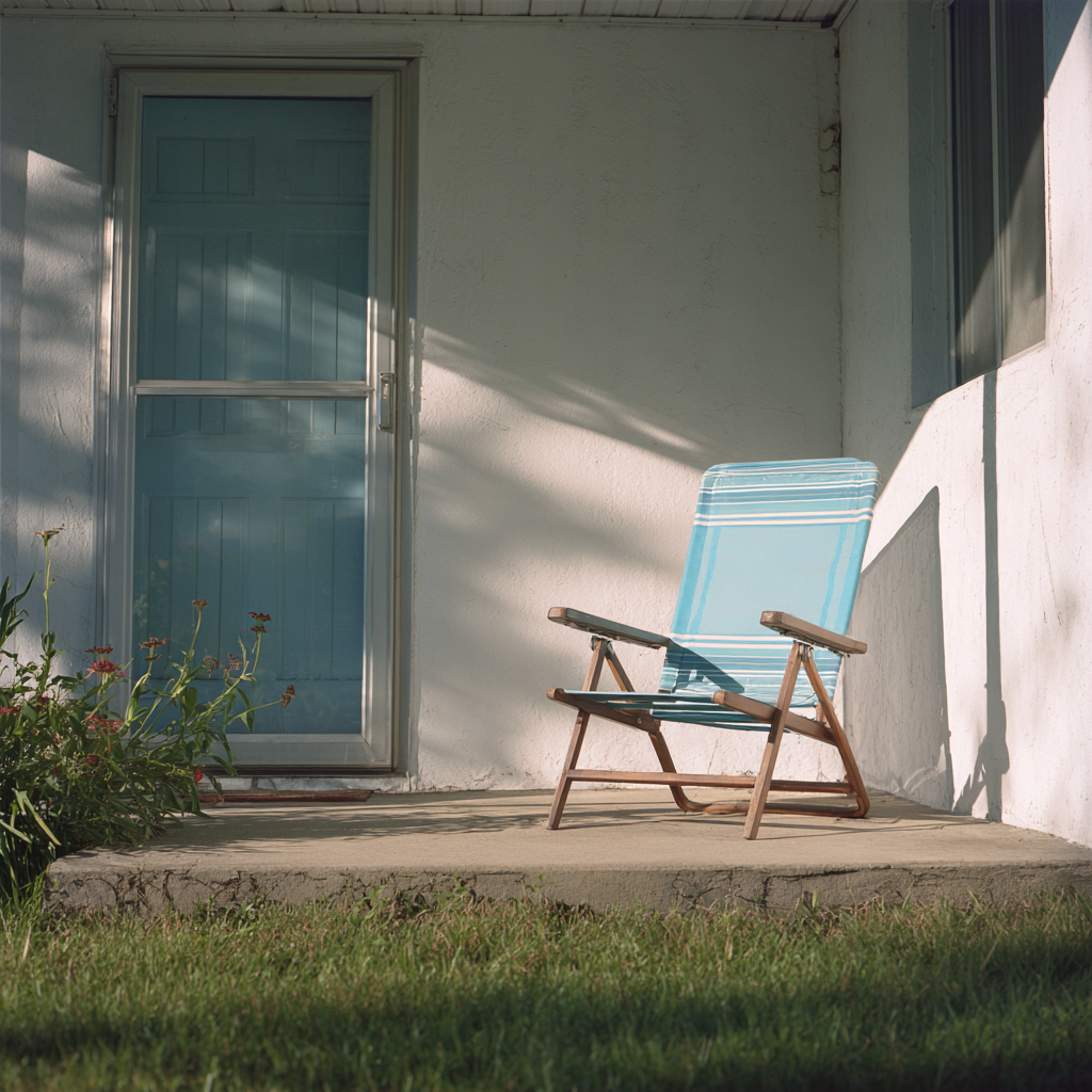 Ein Gartenstuhl auf einer Veranda | Quelle: Midjourney