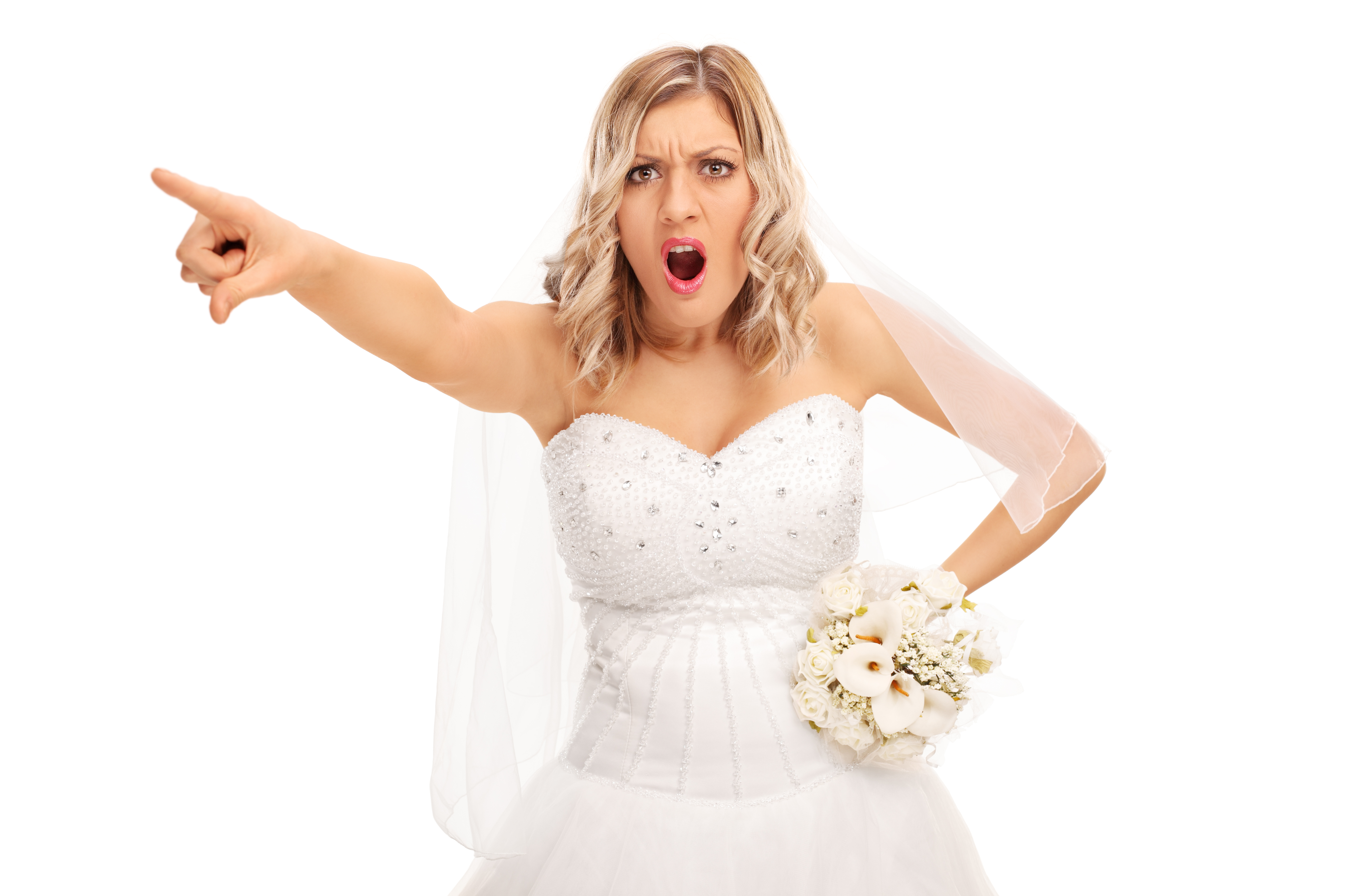 Wściekła panna młoda wskazująca | Źródło: Shutterstock