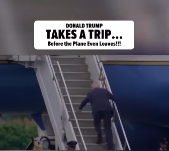 US-Präsident Donald Trump stolpert auf den Stufen zur Air Force One, aufgenommen am 9. Juni 2025. | Quelle: Instagram/tmz_tv