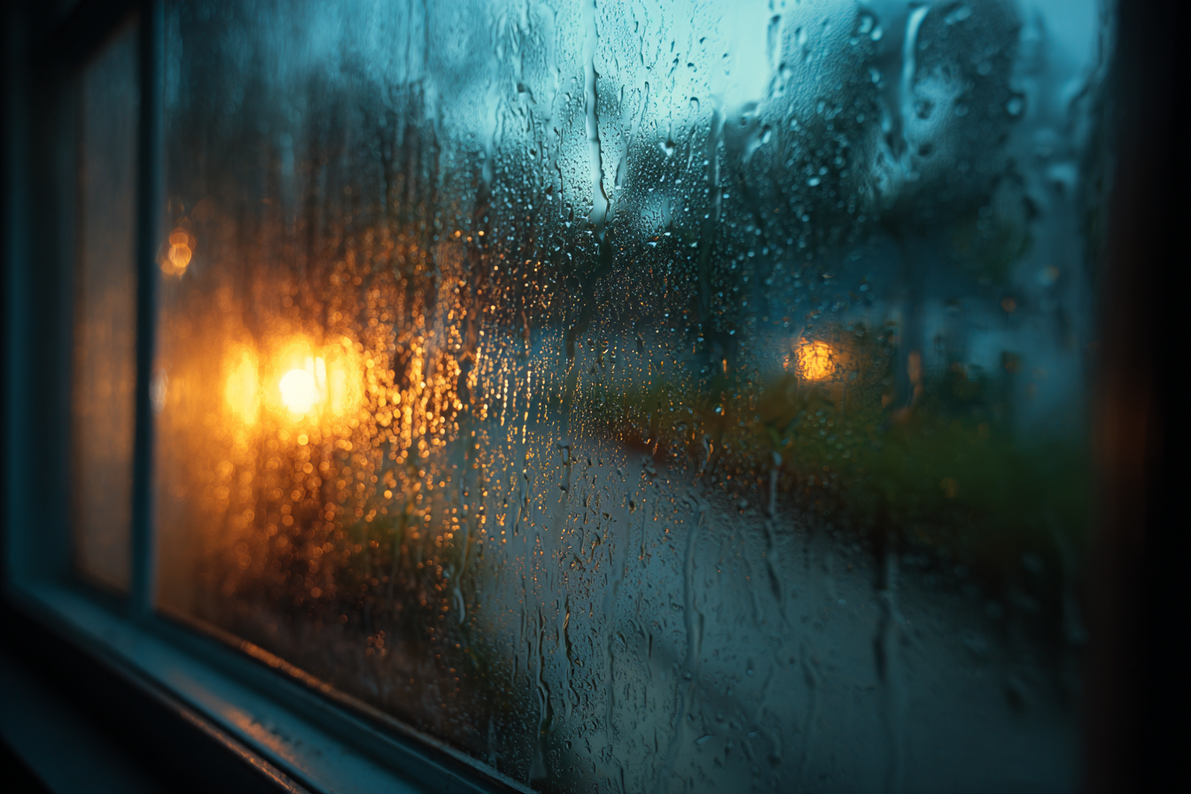 Regentropfen auf einem Fenster | Quelle: Midjourney