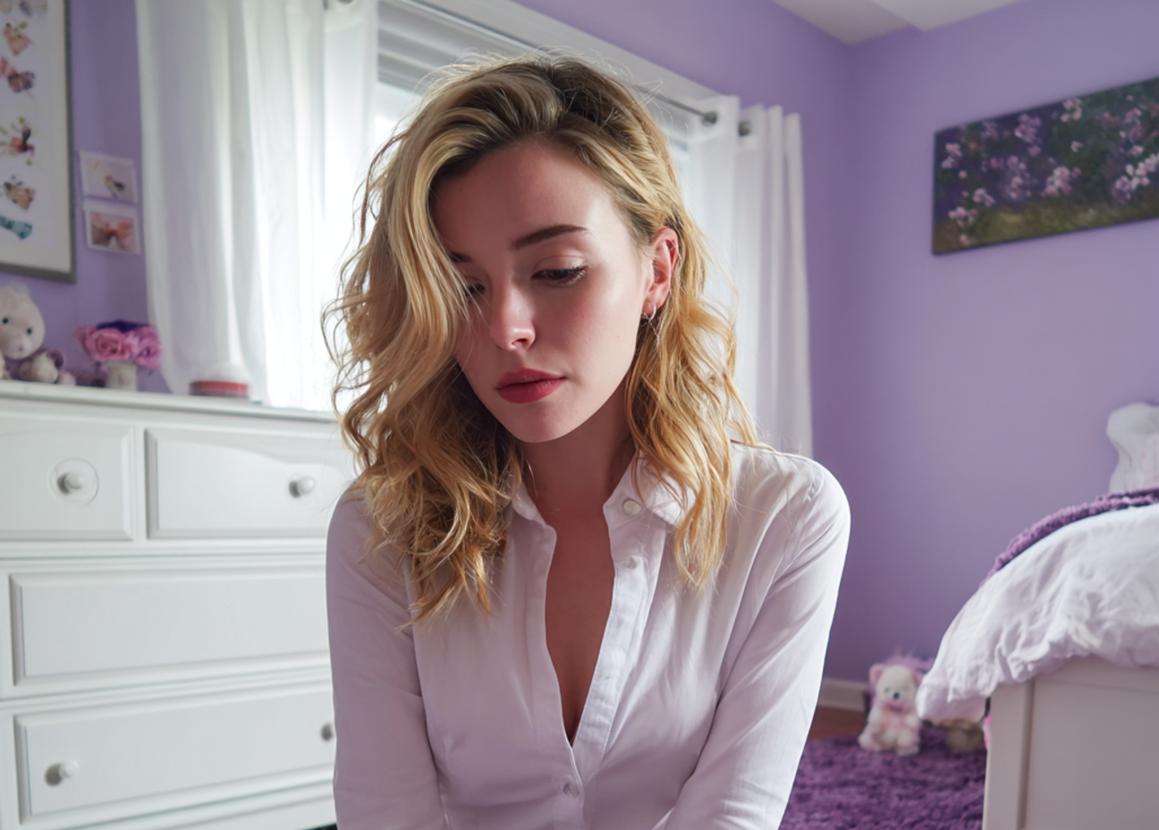 Eine besorgte Frau sitzt auf dem Boden | Quelle: Midjourney