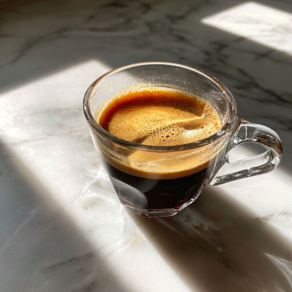 Ein Espresso auf einem Marmortresen | Quelle: Midjourney