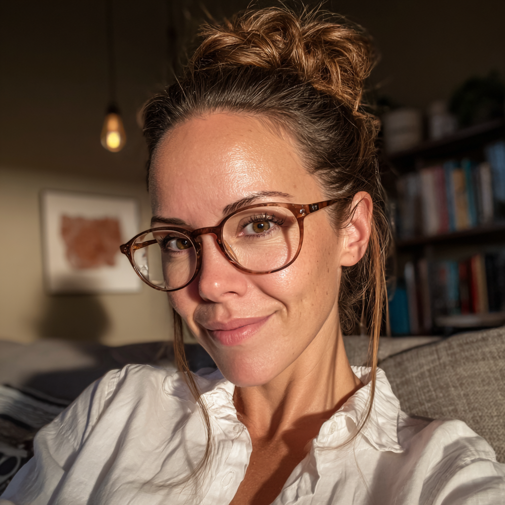 Eine lächelnde Frau, die auf einer Couch sitzt | Quelle: Midjourney