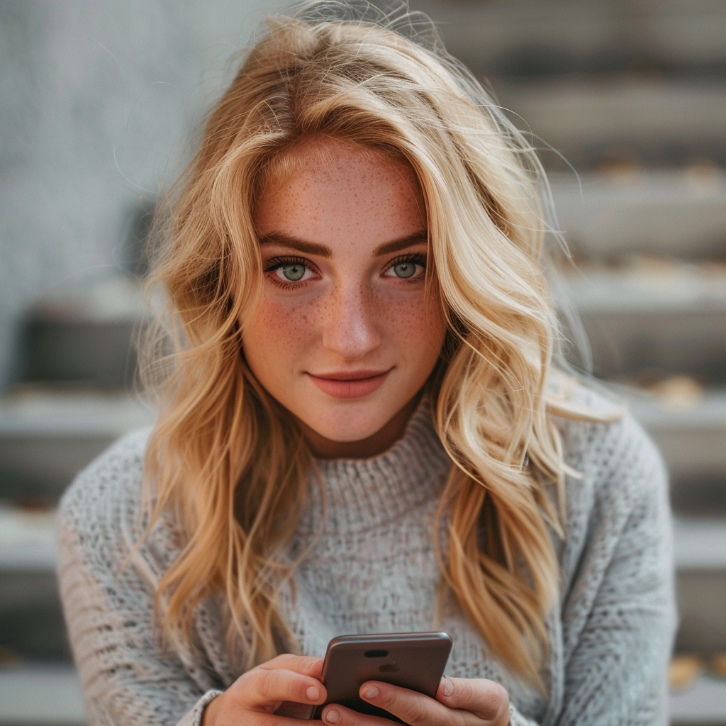 Lilian benutzt ihr Smartphone | Quelle: Midjourney
