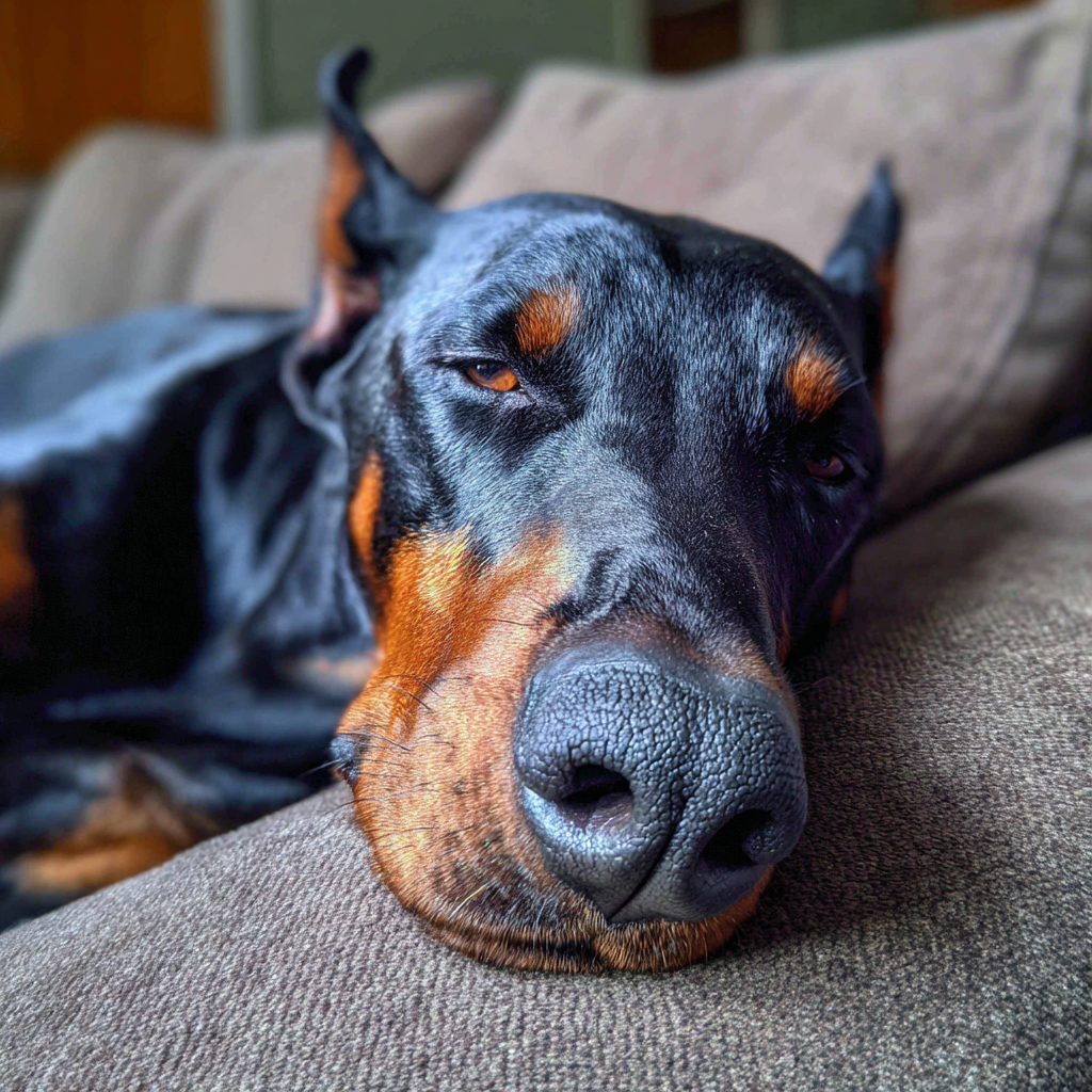 Ein Hund, der sich auf einer Couch ausruht | Quelle: Midjourney