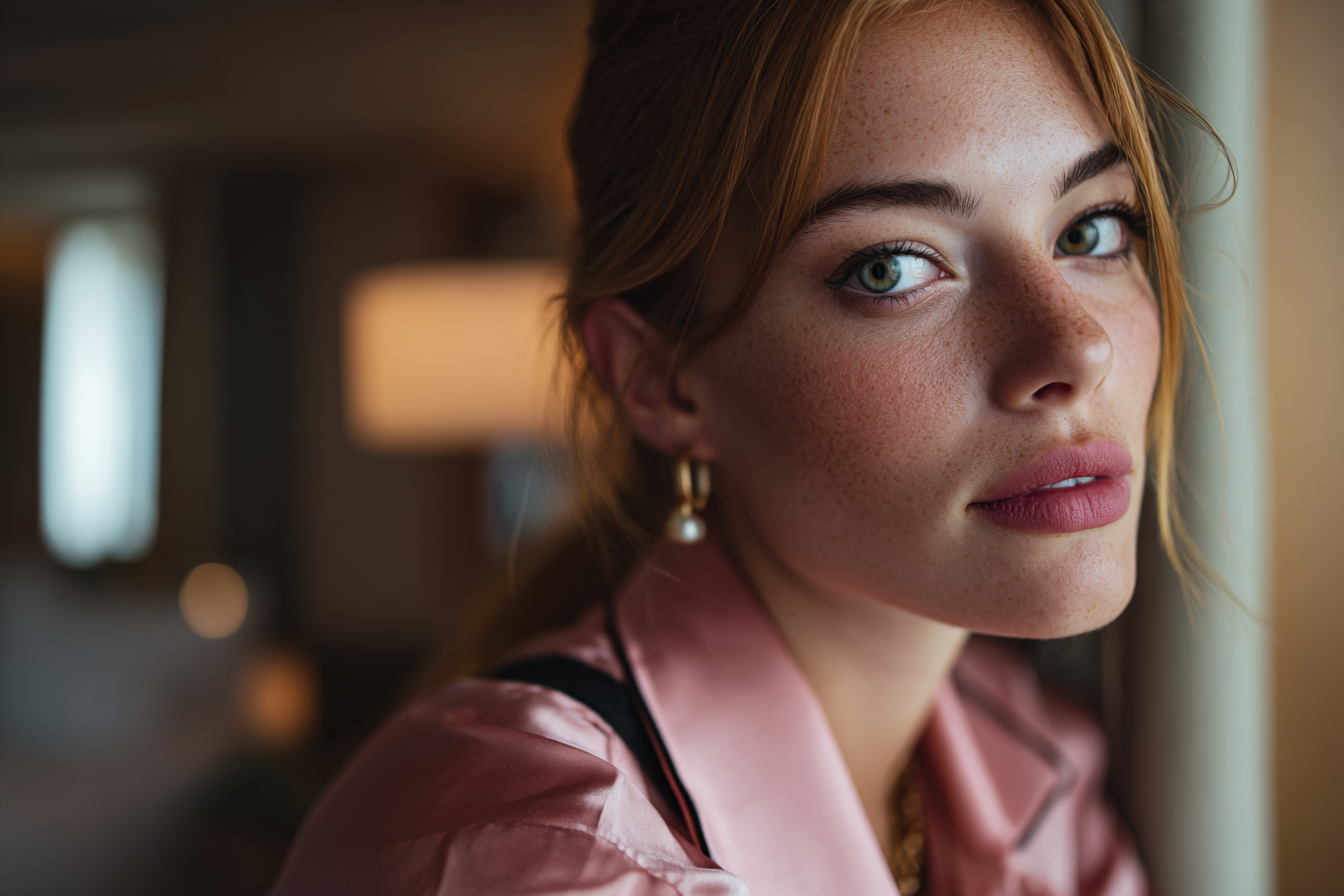 Eine Frau sitzt in einem Hotelzimmer | Quelle: Midjourney