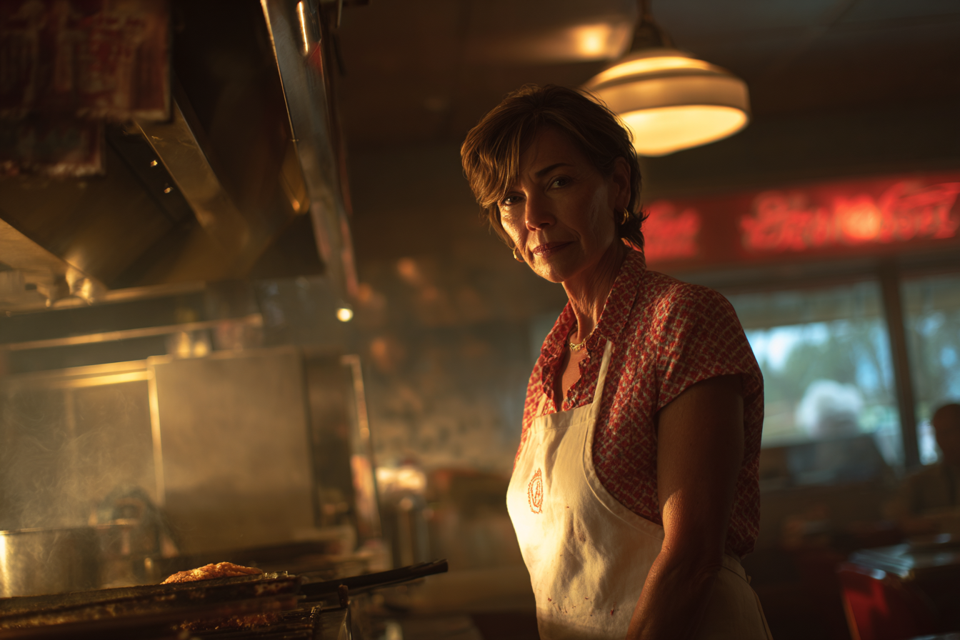 Eine ältere Frau in einem Diner | Quelle: Midjourney