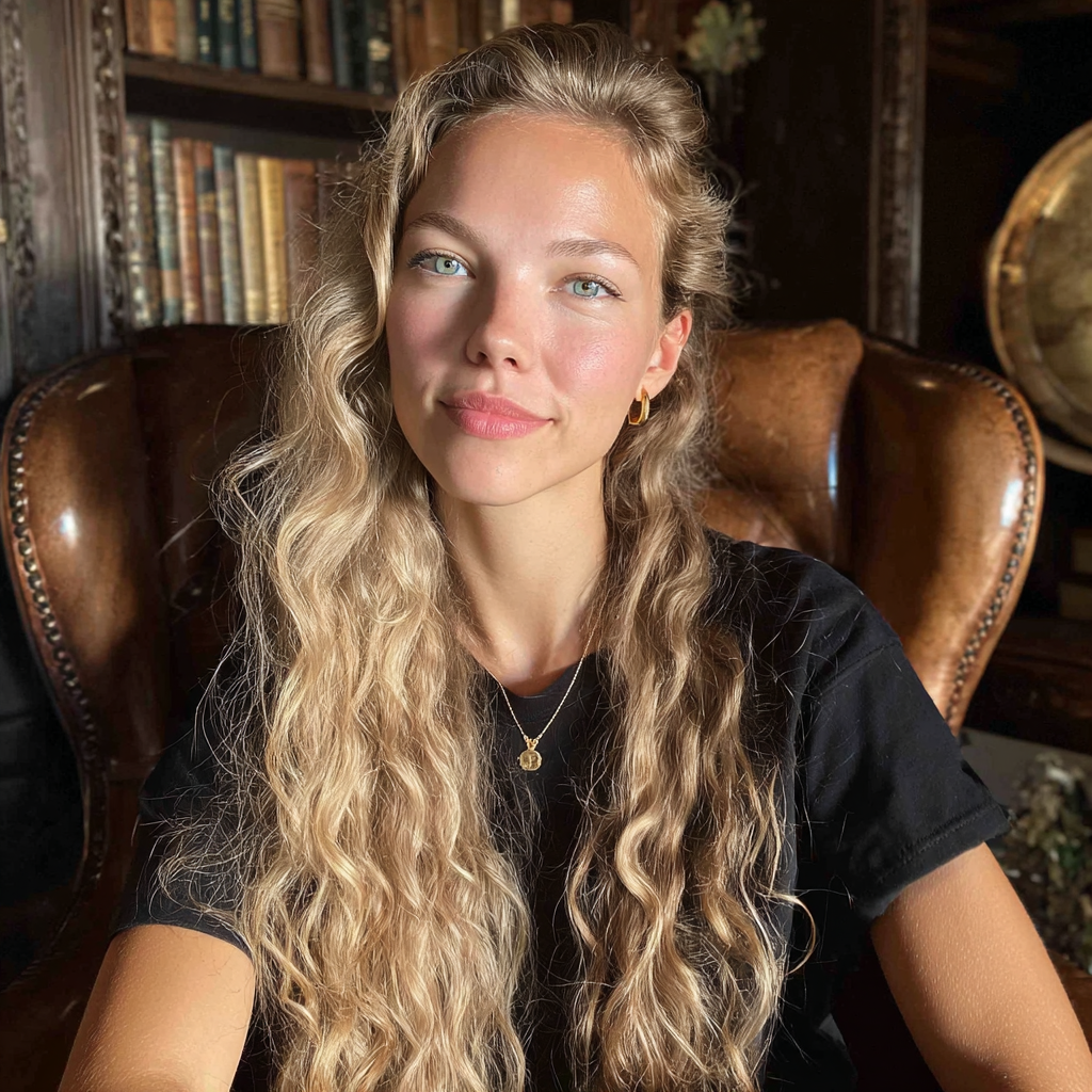 Eine lächelnde Frau mit langen blonden Haaren | Quelle: Midjourney