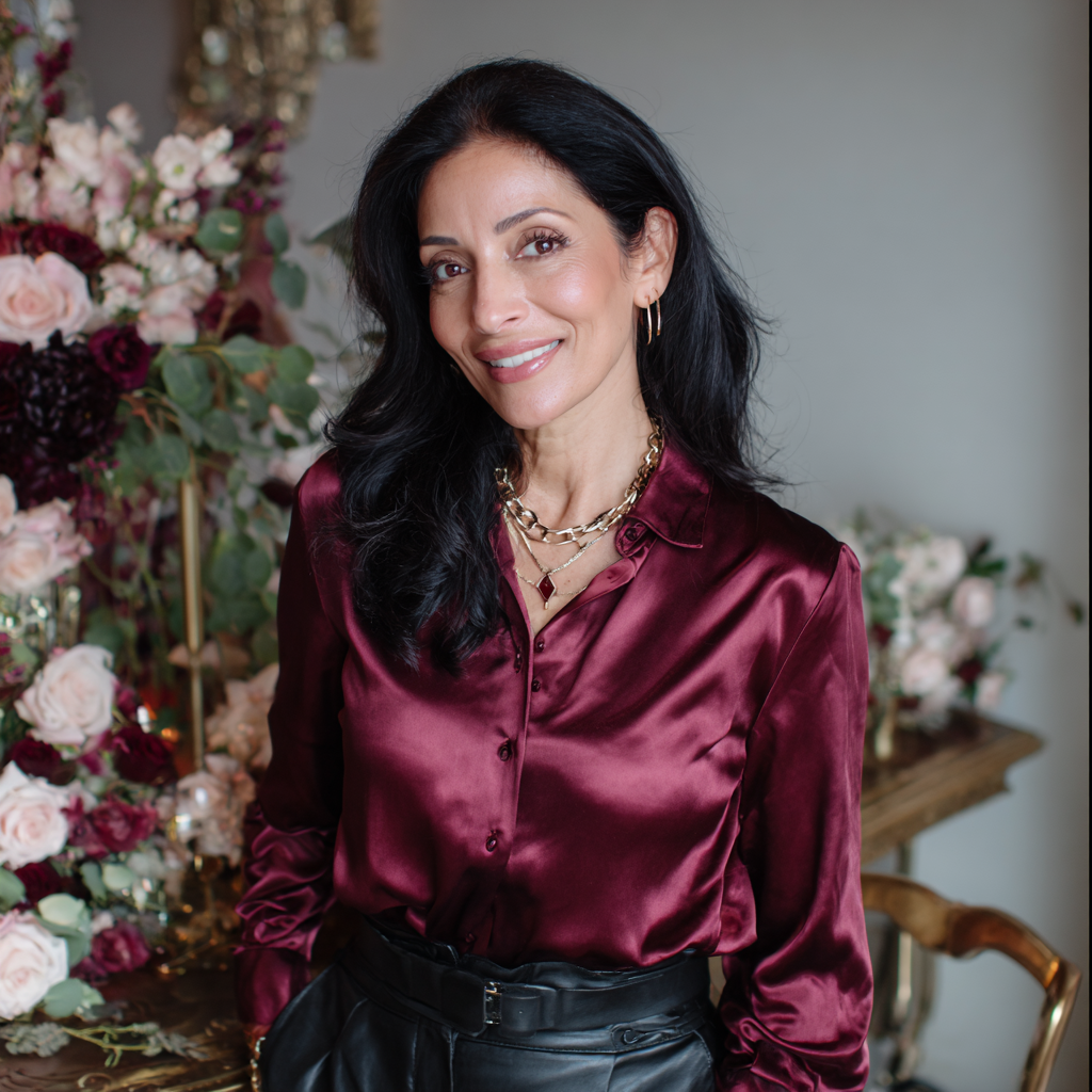 Eine lächelnde Frau mit glattem schwarzen Haar | Quelle: Midjourney