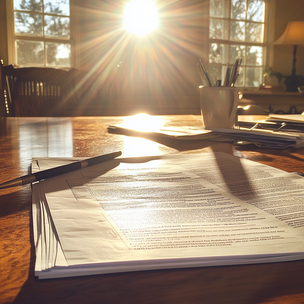 Papierkram auf einem Tisch | Quelle: Midjourney