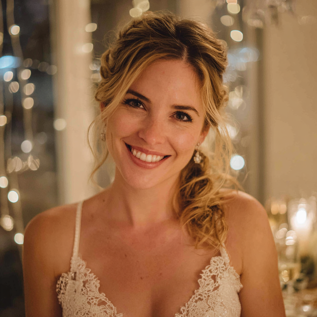 Eine lächelnde Braut | Quelle: Midjourney