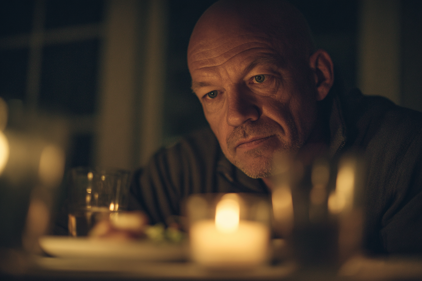 Ein Mann sitzt an einem Tisch | Quelle: Midjourney