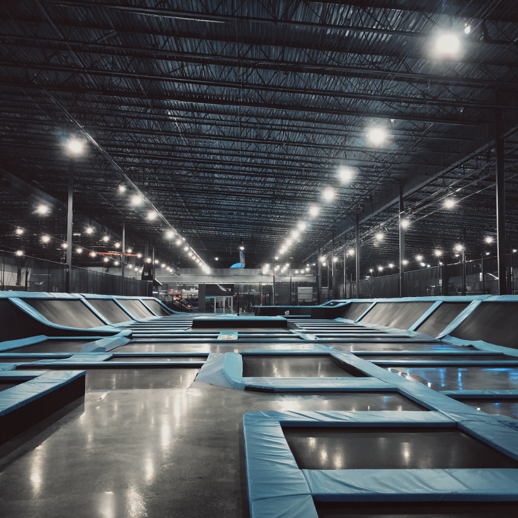 Das Innere eines Trampolinparks | Quelle: Midjourney