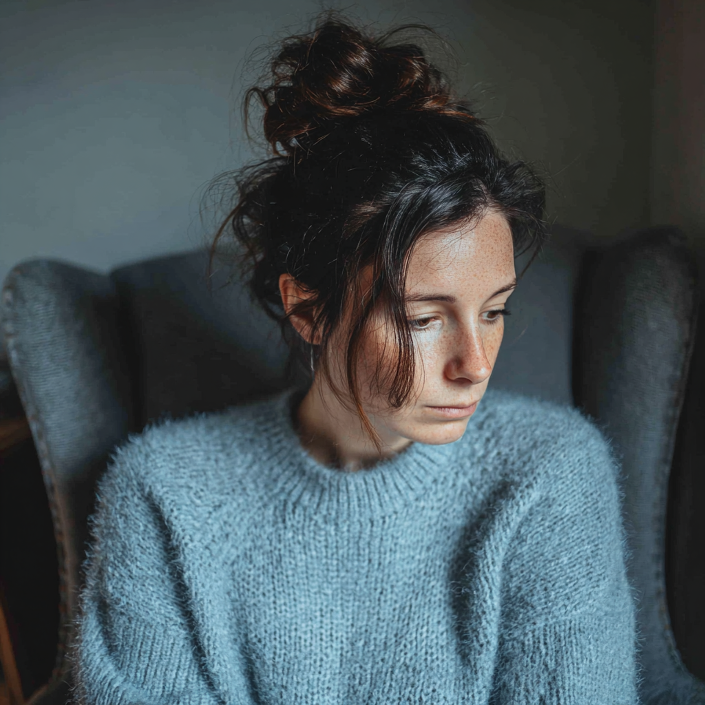 Eine Frau, die auf einem Sessel sitzt | Quelle: Midjourney